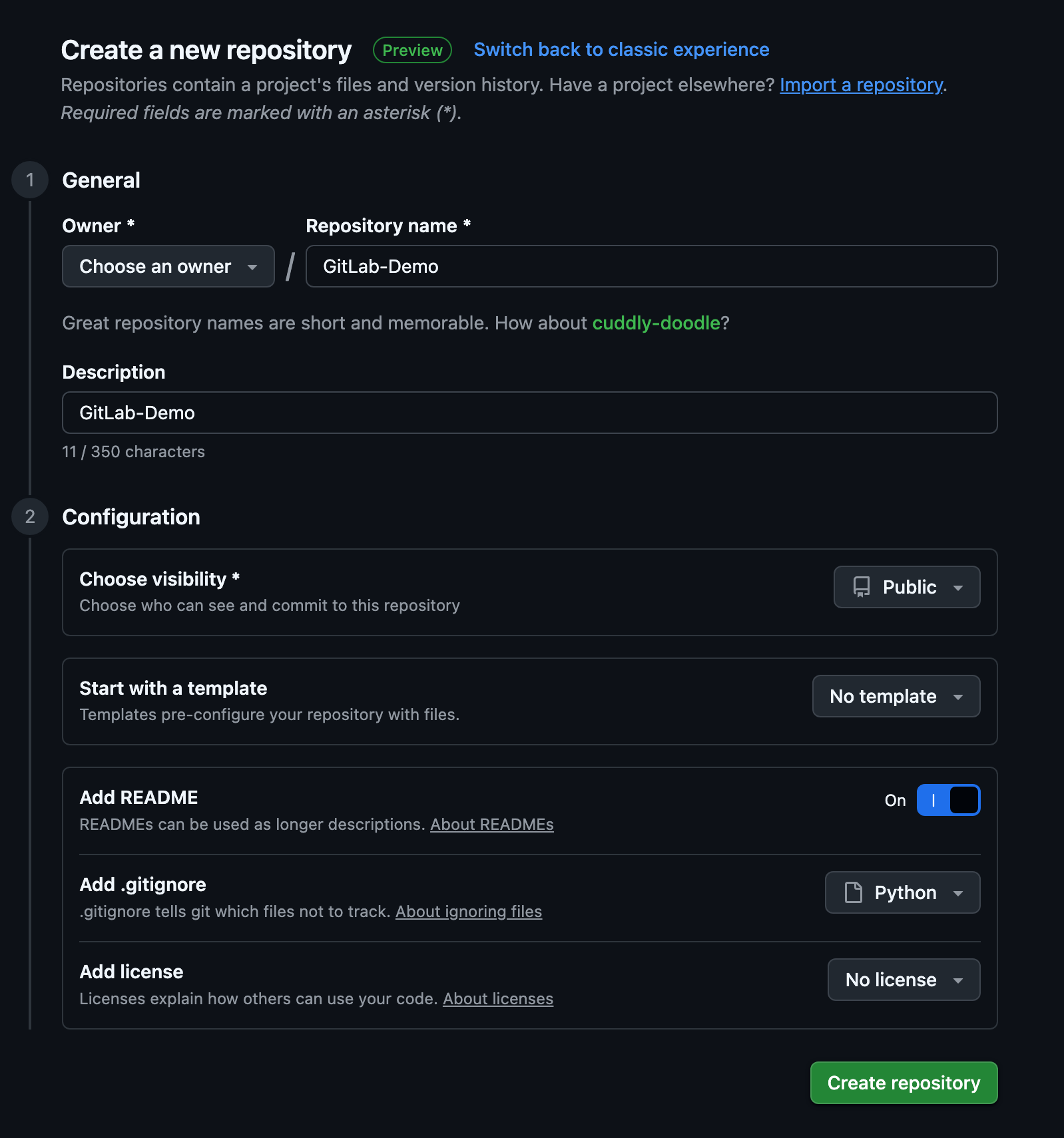 Create Repository